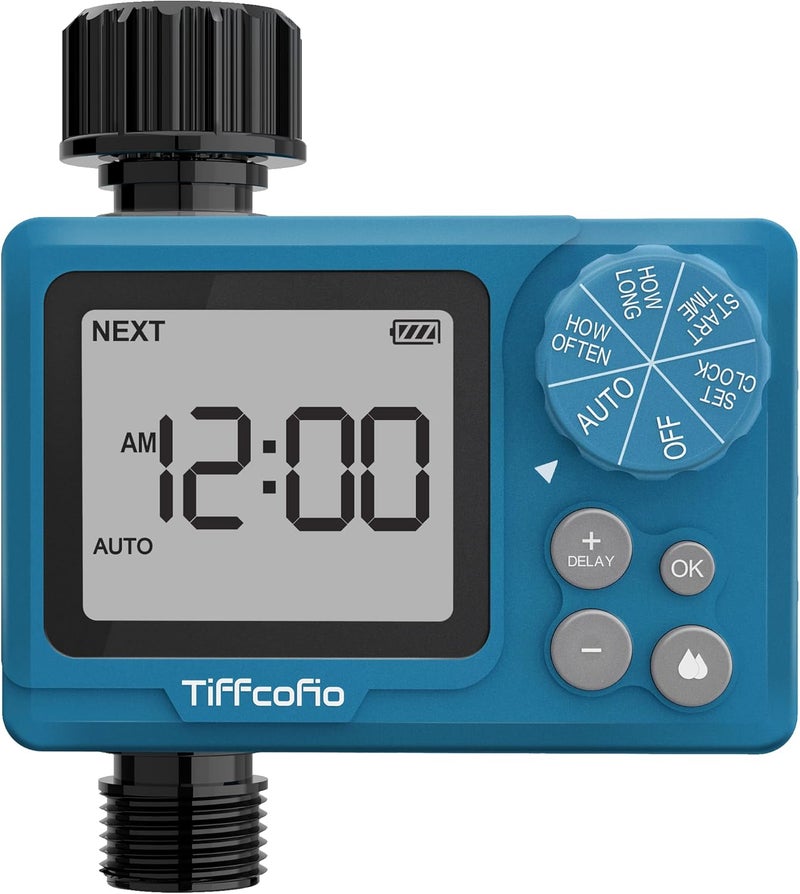 Tiffcofio Sprinkler Timer Outdoor, Digital Pogrammable for Garden Hose, Irrigrtion Timer with Rain Delay and Manual Mode (1 Pack) - Image 1